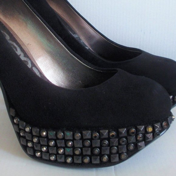 SAM EDELMAN YORK BLACK SUEDE STUDDED PUMP 7.5 - Picture 7 of 9